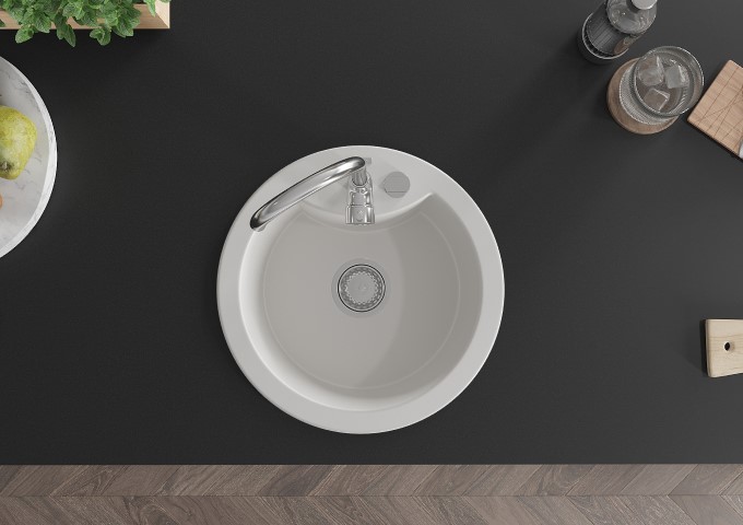 Granitna enokorita pomivalna korita bela