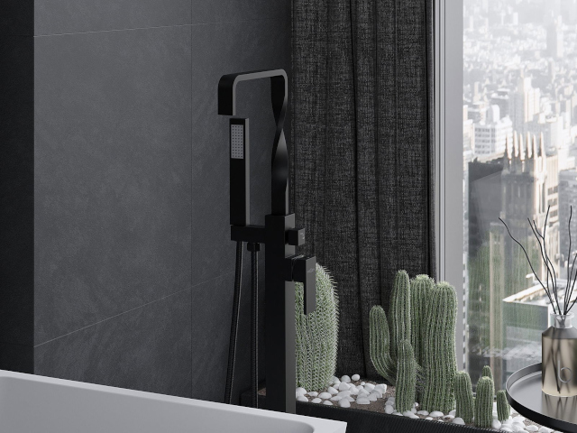 Črne ploščice v kopalnici