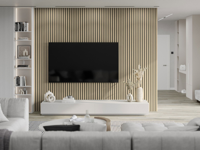 letvice na steni v salonu