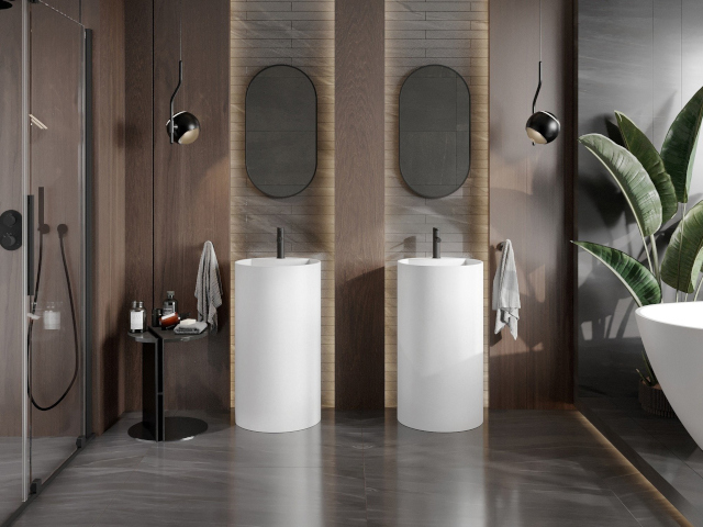 Sive marmor ploščice v kopalnici