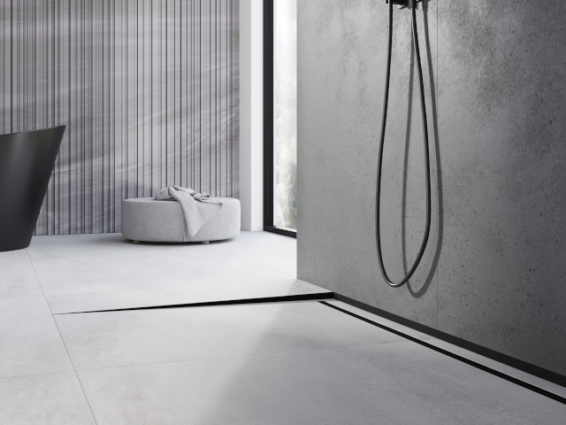 Ploščice, ki imitirajo beton v kopalnici