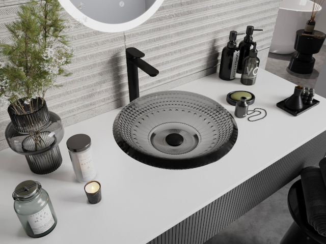 Omarica pod umivalnik z belim pultom