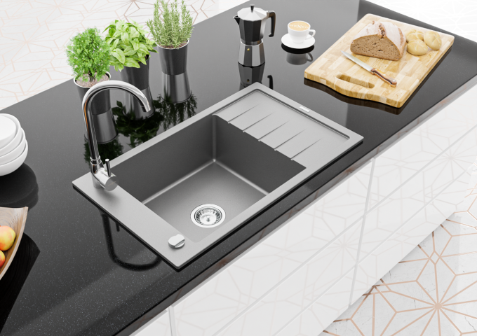 granitna pomivalna korita s kuhinjsko pipo
