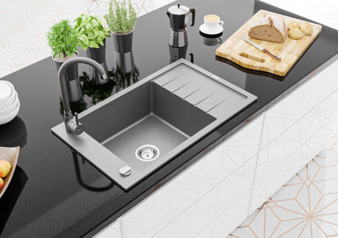 Granitni umivalniki sivi