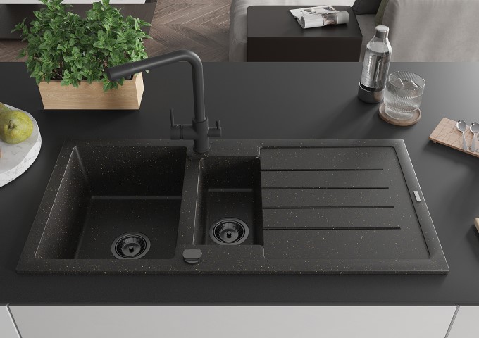 Stoječe črne kuhinjske armature