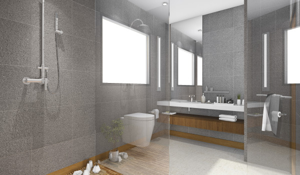 Elegantna kopalnica s podometnim tuš sistemom