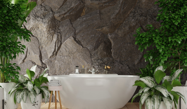 Samostoječa kopalna kad v elegantni kopalnici