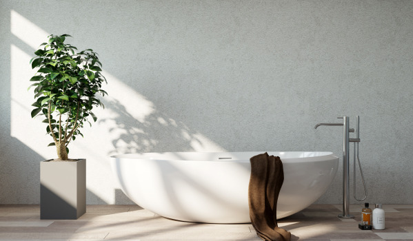 Kopalna s pregrado v majhni kopalnici