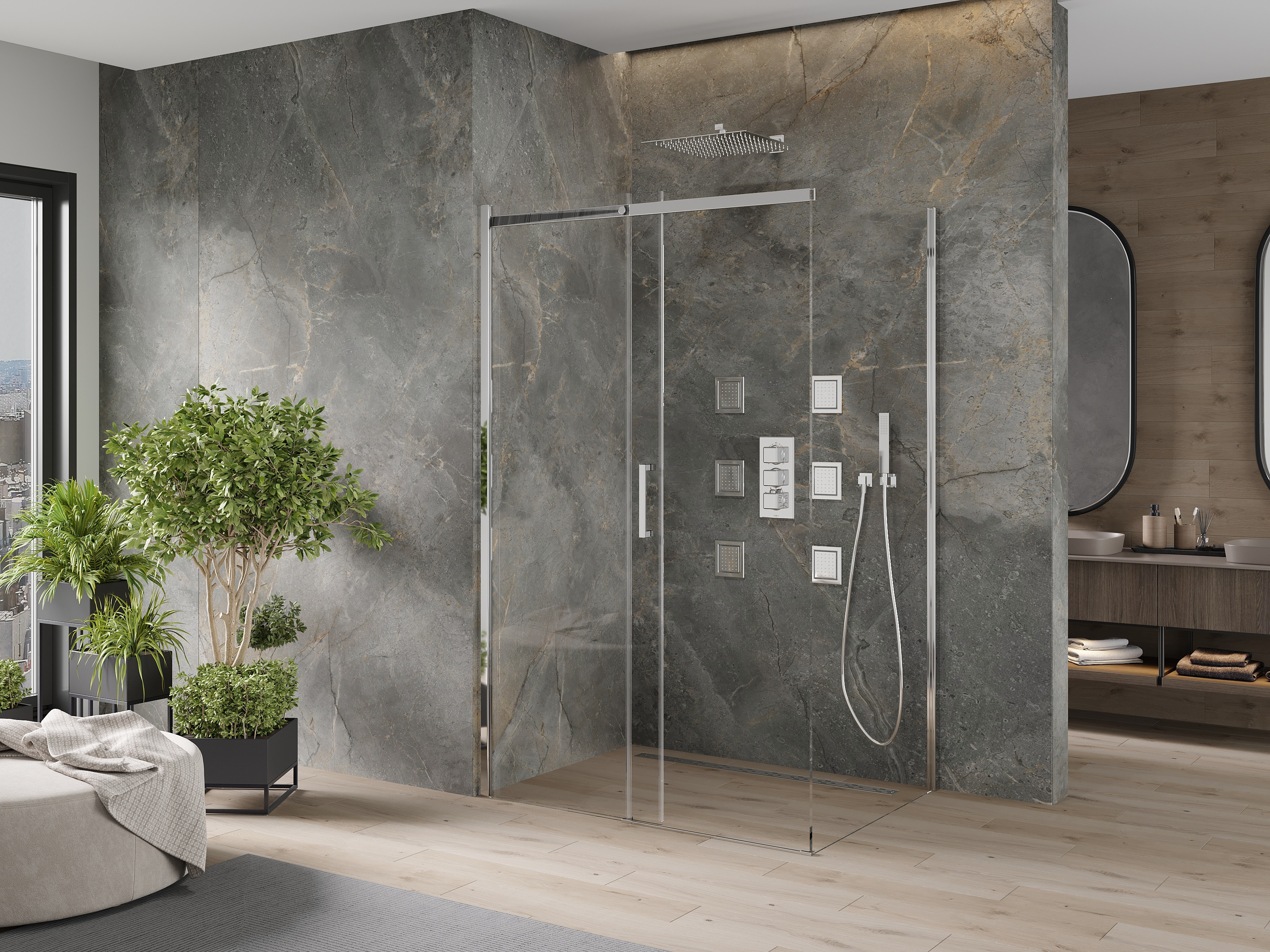 Minimalistična kamnita prha