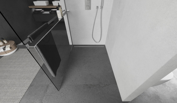 Tuš kabina s polico v sodobnem slogu