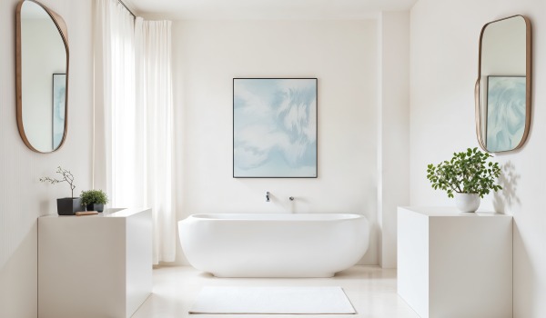 Kopalnica z malo ploščicami – kje uporabiti ploščice in s čim jih nadomestiti? Navdih in postavitve