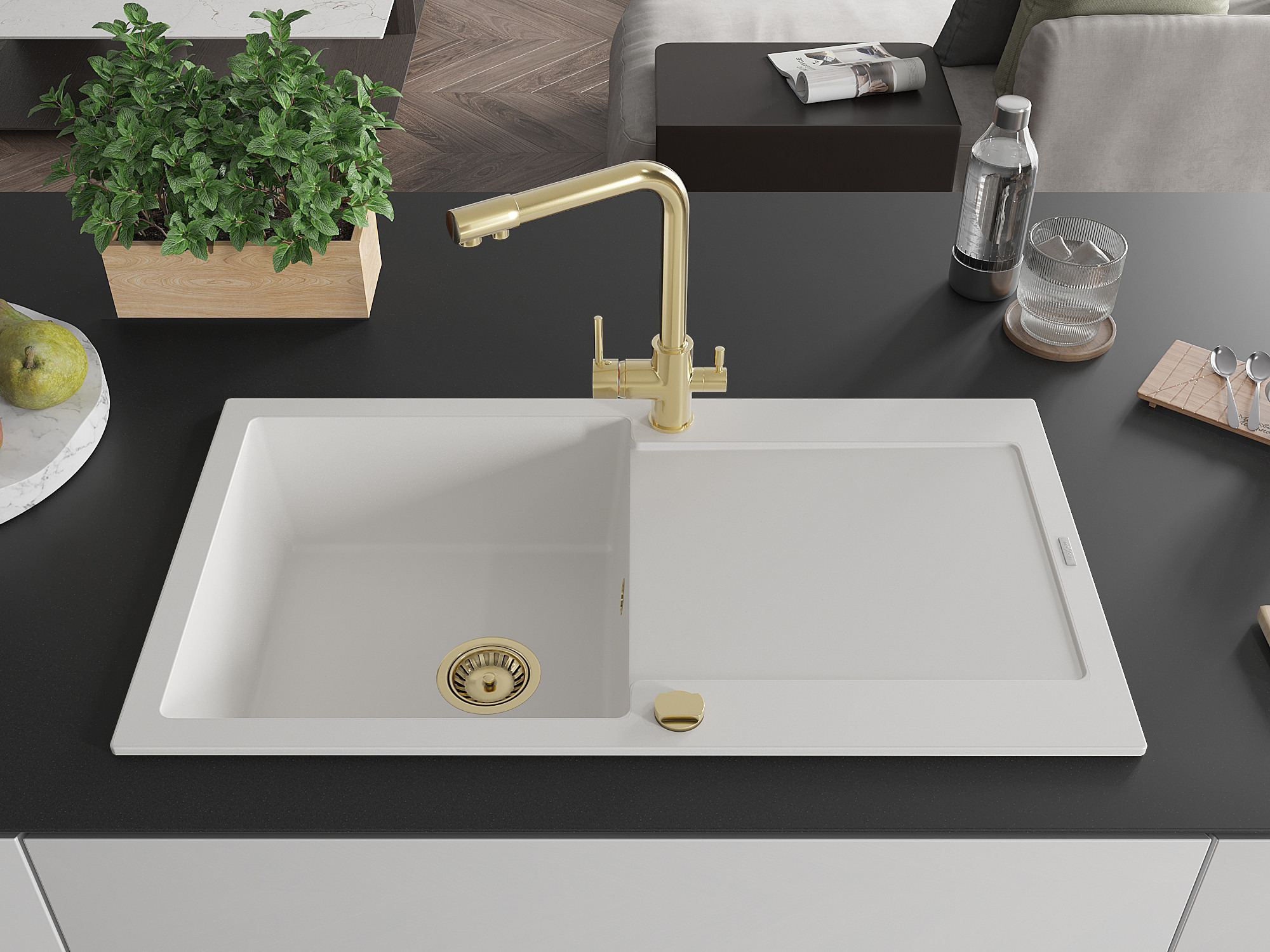 Razkošna zlata kuhinjska pipa