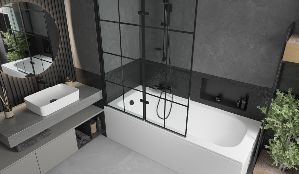 Kopalna kad s zaslonom v industrijskem slogu